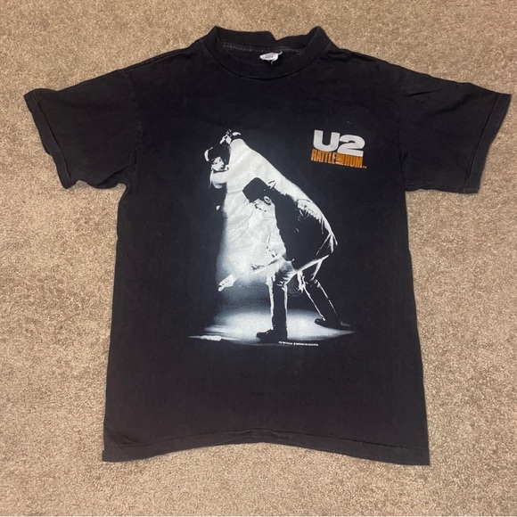 Vintage U2 Rattle And Hum 88 Concert T- Shirt Gurney Tag Single Stitch Size Med - Picture 1 of 5